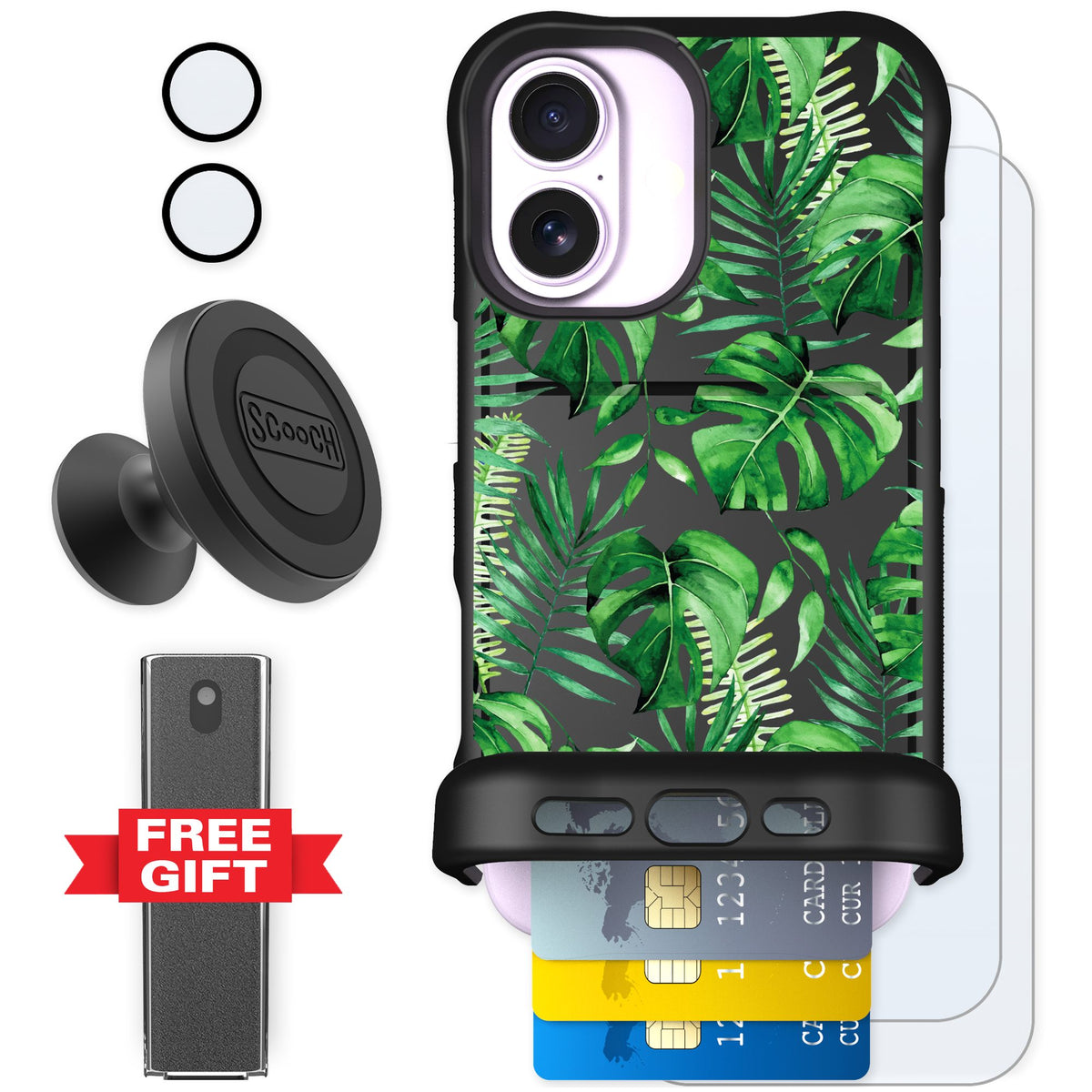 Scooch Wingmate Monstera for iPhone 17 — Defender Bundle