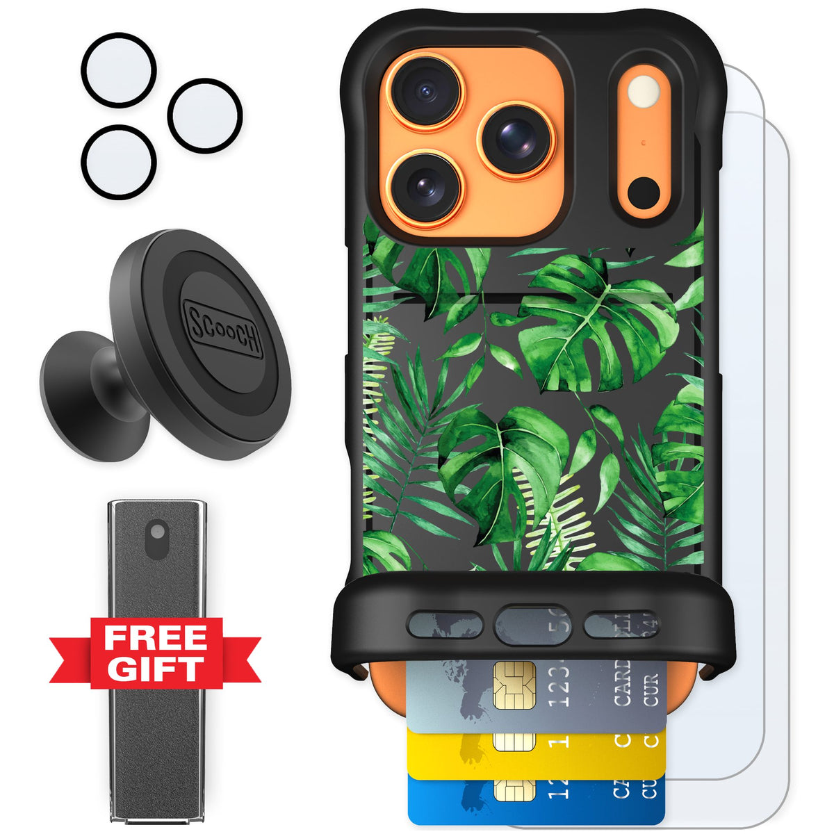 Scooch Wingmate Monstera for iPhone 17 Pro — Defender Bundle
