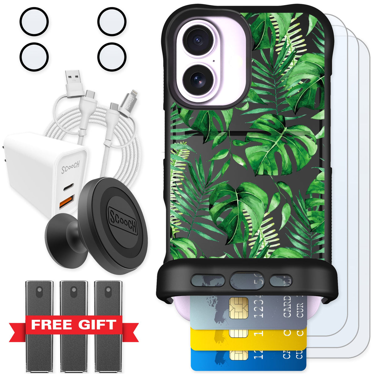 Scooch Wingmate Monstera for iPhone 17 — Ultimate Bundle