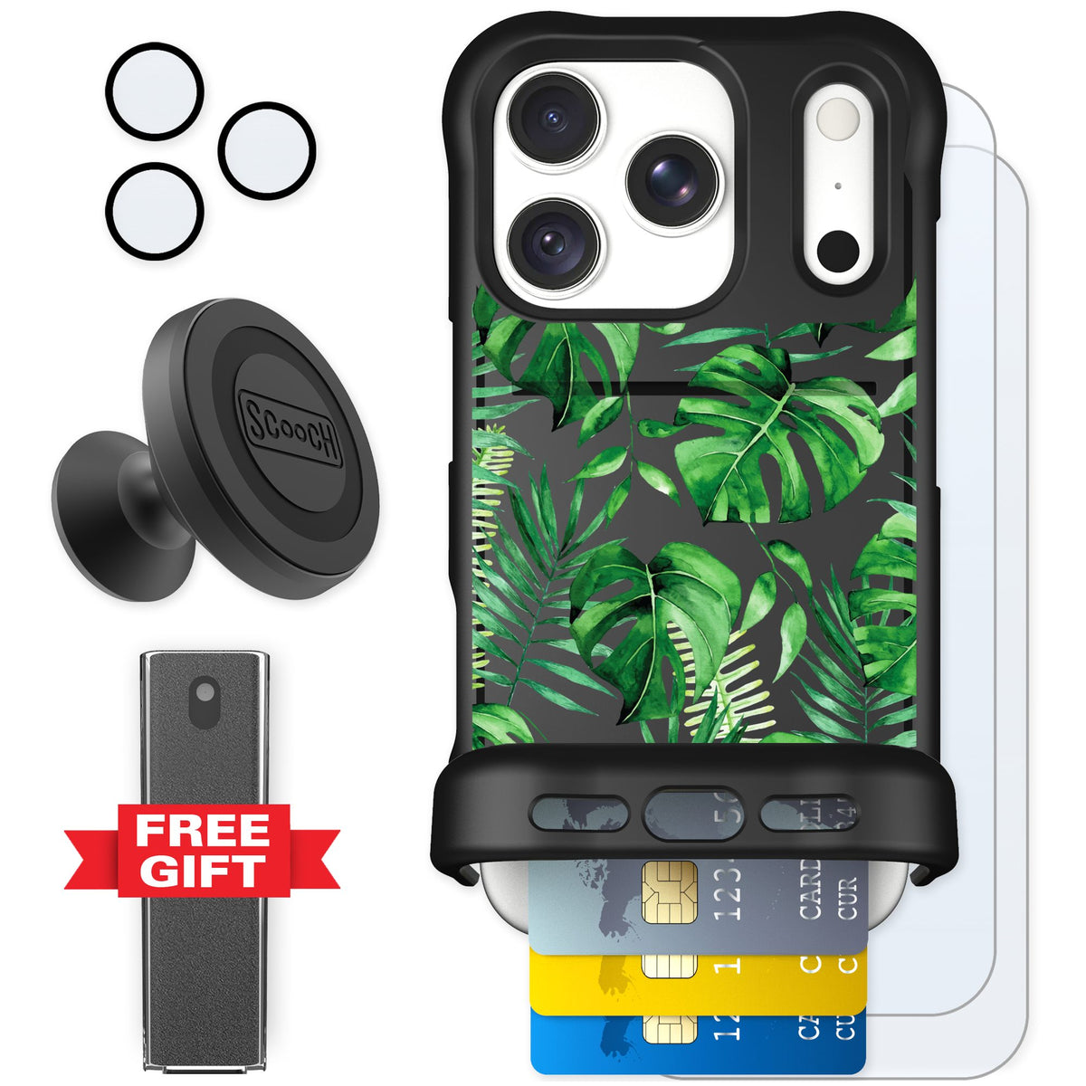 Scooch Wingmate Monstera for iPhone 18 Pro — Defender Bundle