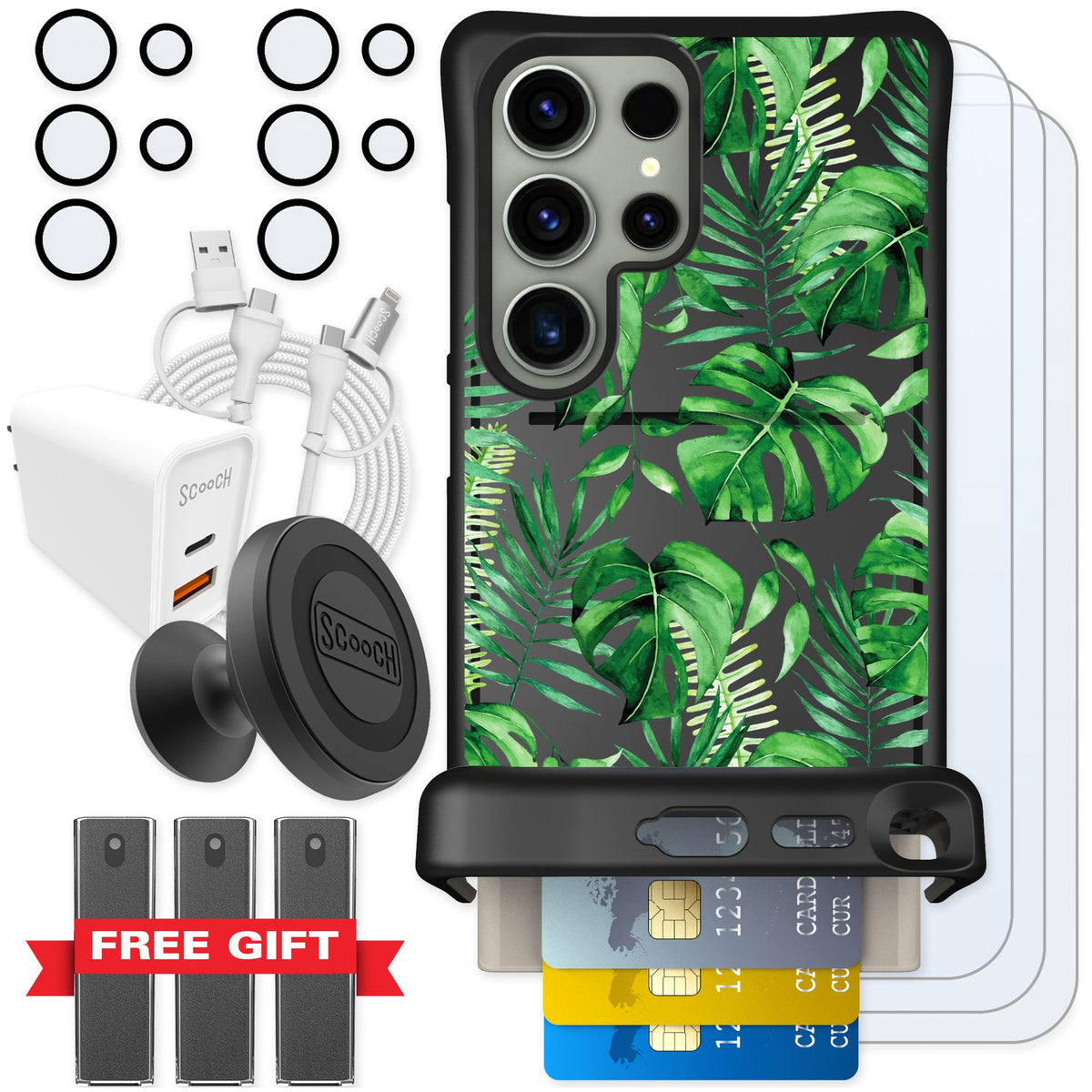 Scooch Wingmate Monstera for Galaxy S24 Ultra — Ultimate Bundle