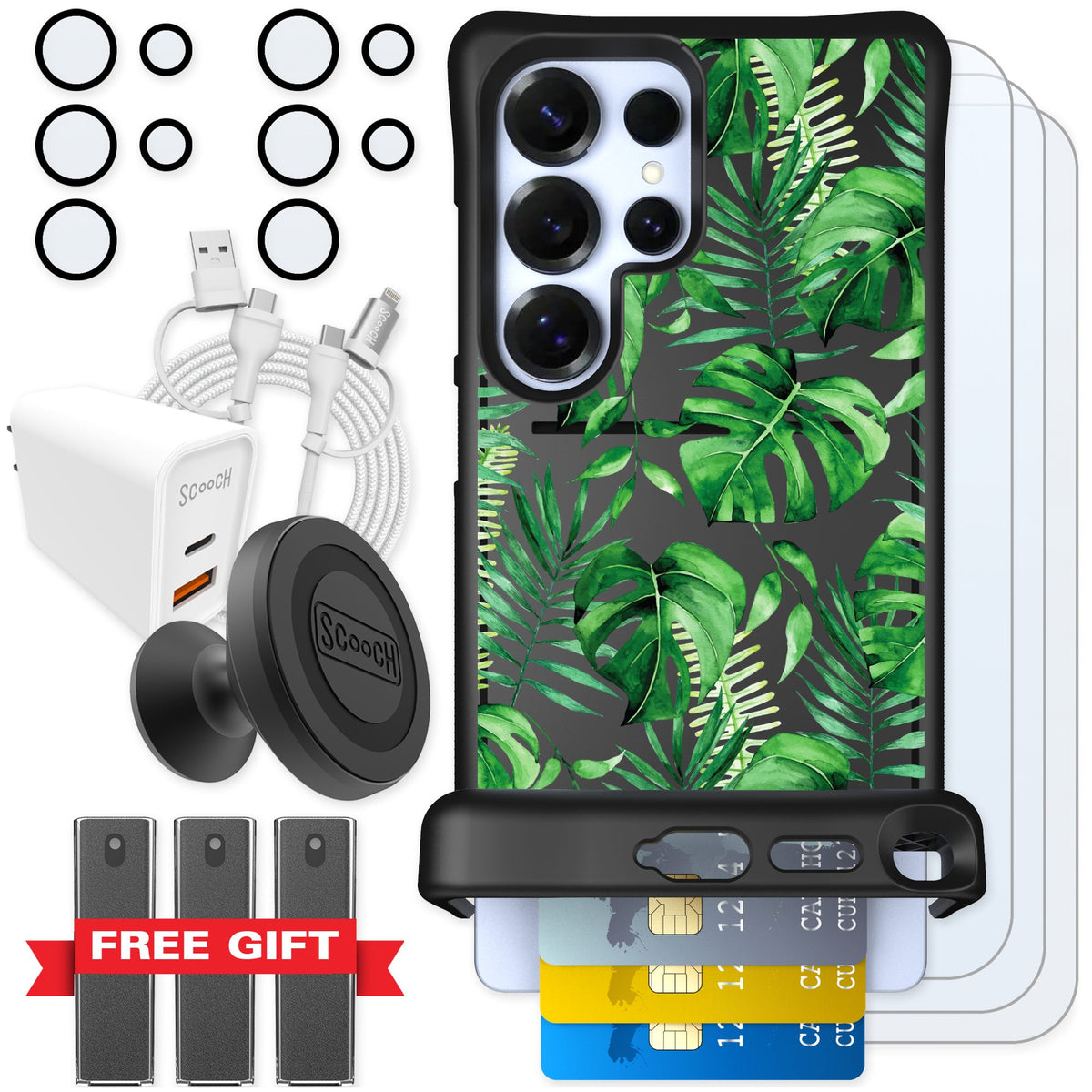Scooch Wingmate Monstera for Galaxy S25 Ultra — Ultimate Bundle