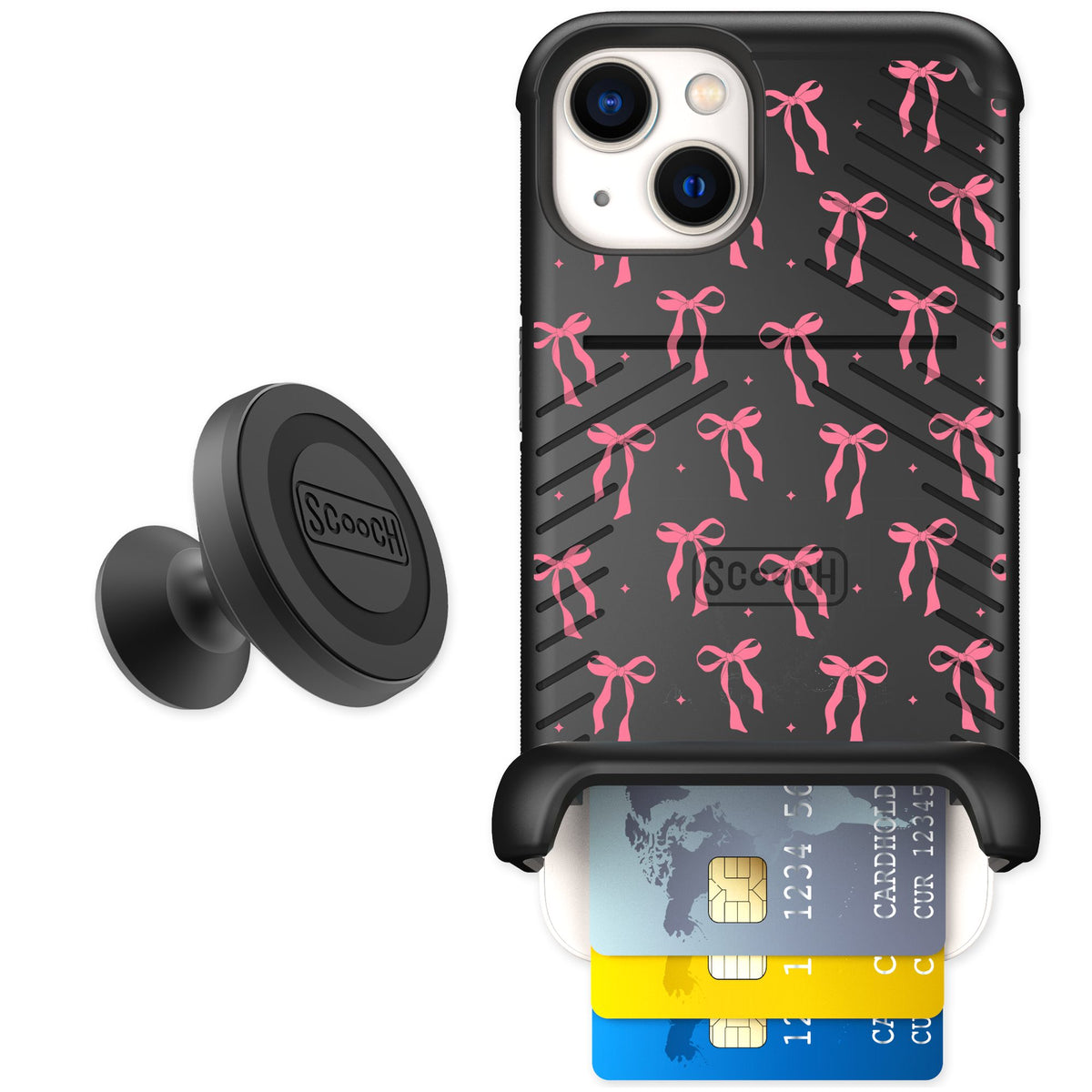 Scooch Wingmate Pink Bows for iPhone 13 — Starter Bundle