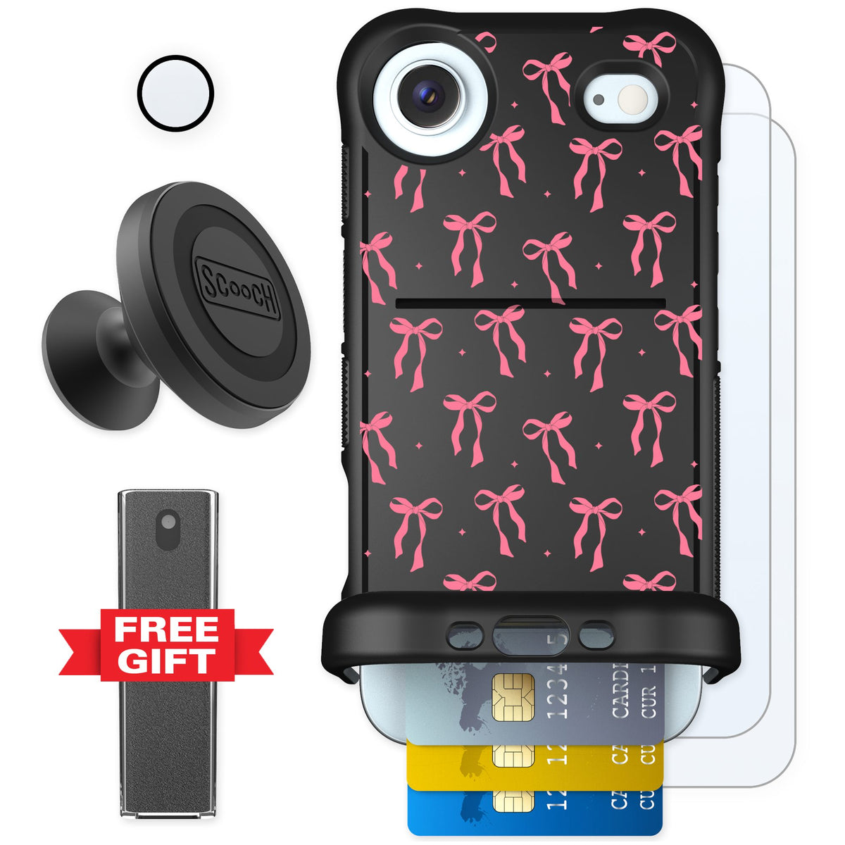 Scooch Wingmate Pink Bows for iPhone Air — Defender Bundle