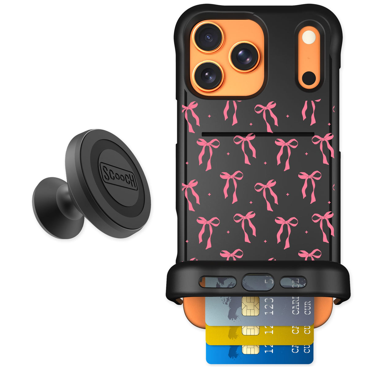 Scooch Wingmate Pink Bows for iPhone 17 Pro Max — Starter Bundle