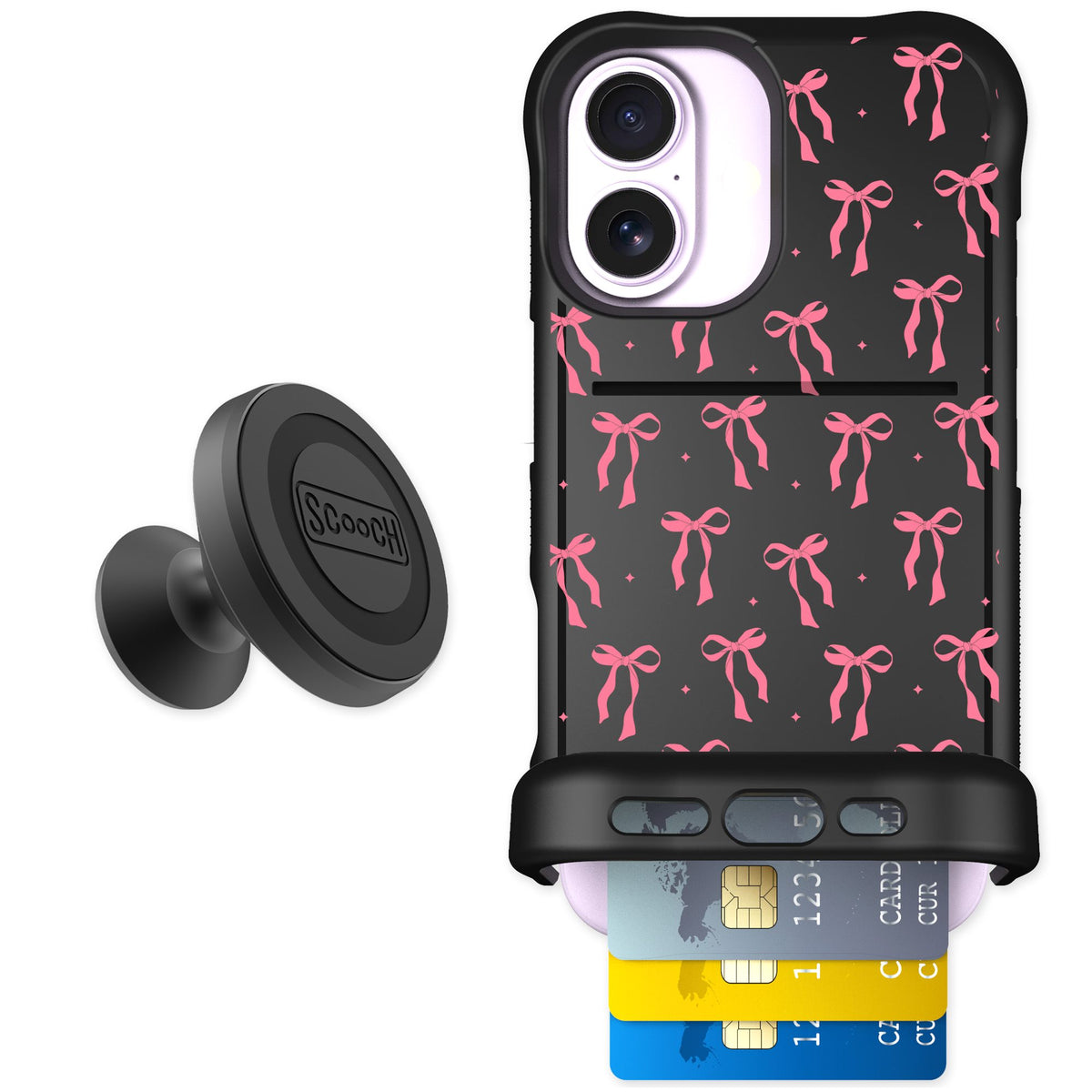 Scooch Wingmate Pink Bows for iPhone 17 — Starter Bundle
