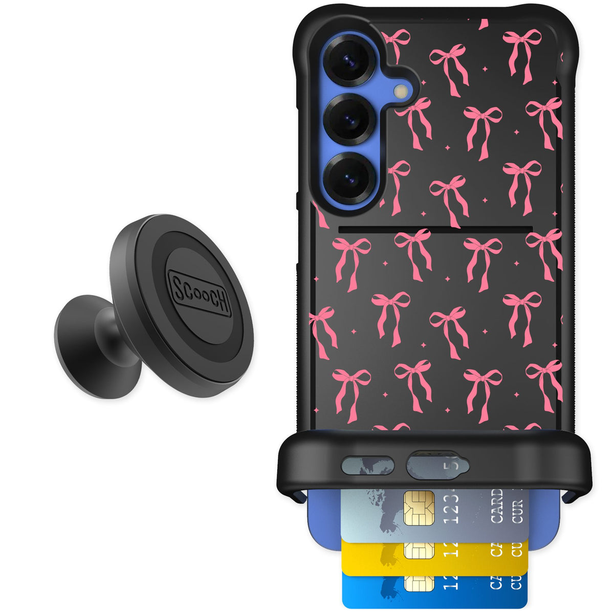 Scooch Wingmate Pink Bows for Galaxy S25+ — Starter Bundle