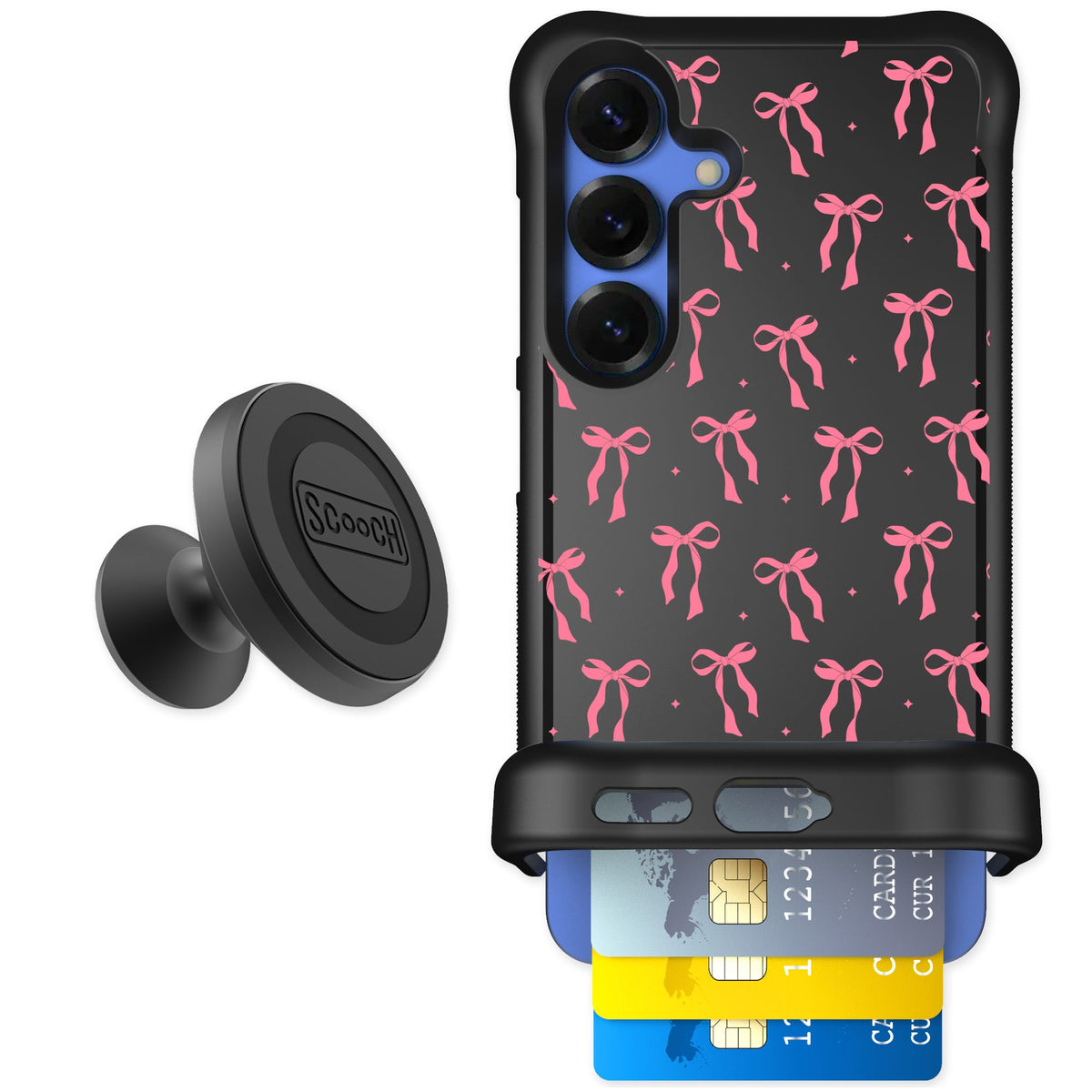 Scooch Wingmate Pink Bows for Galaxy S25 — Starter Bundle