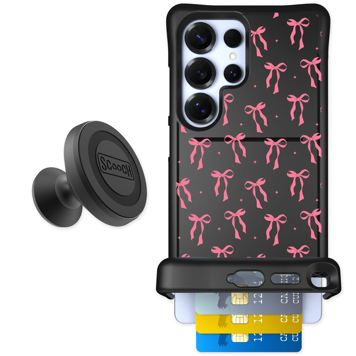 Scooch Wingmate Pink Bows for Galaxy S25 Ultra — Starter Bundle