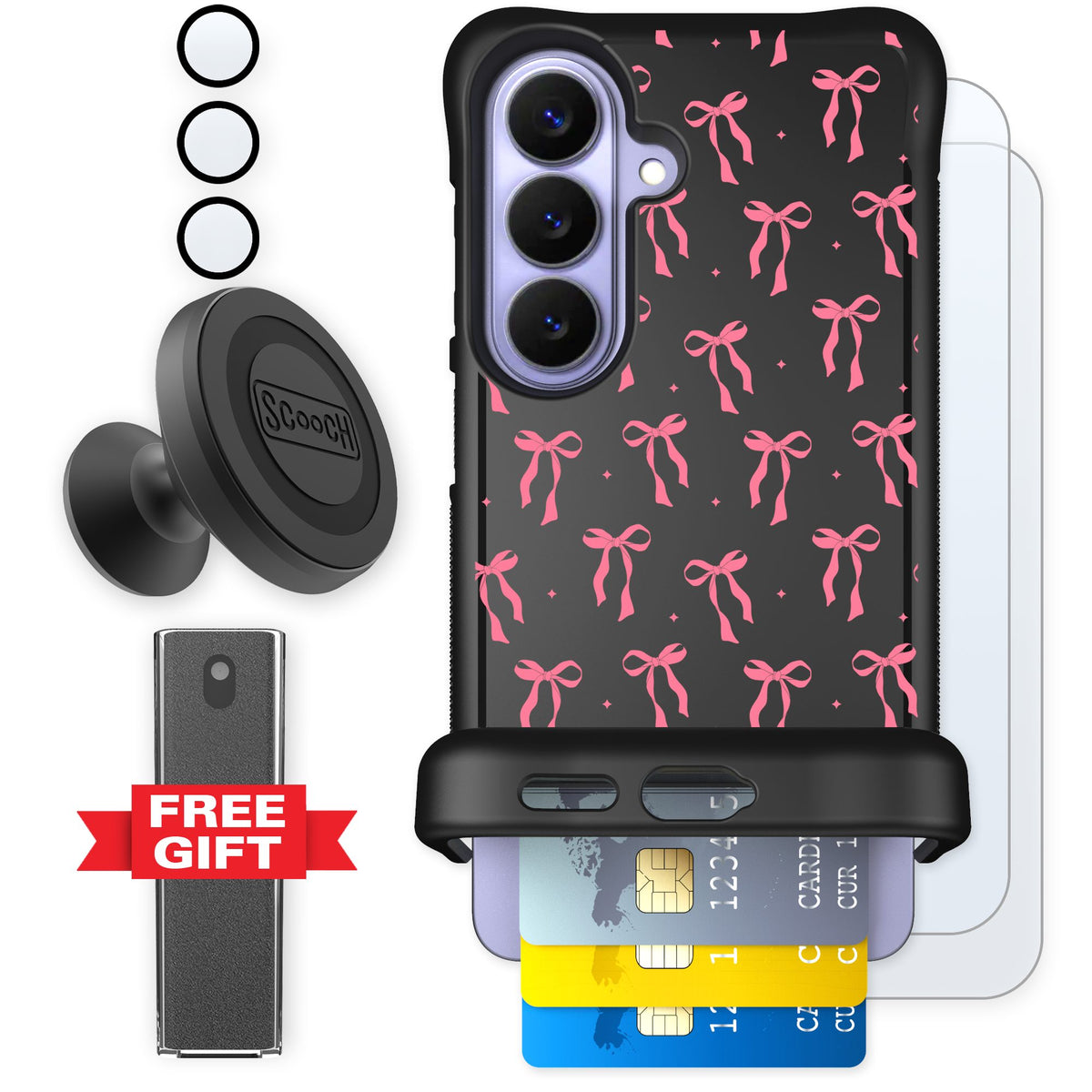 Scooch Wingmate Pink Bows for Galaxy S26 — Defender Bundle