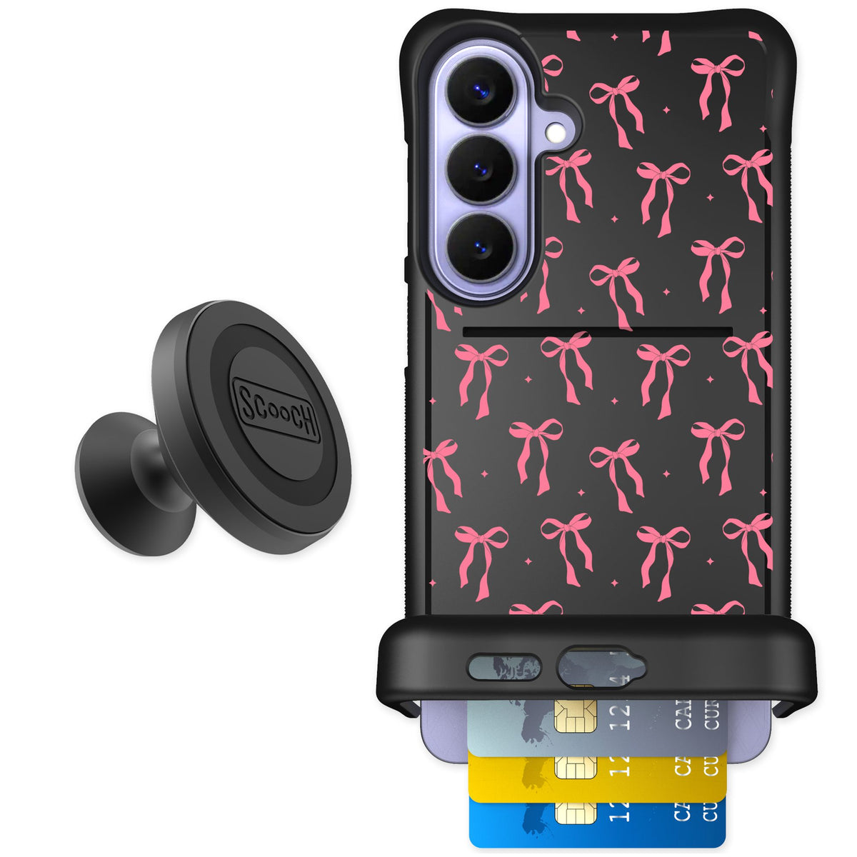 Scooch Wingmate Pink Bows for Galaxy S26+ — Starter Bundle