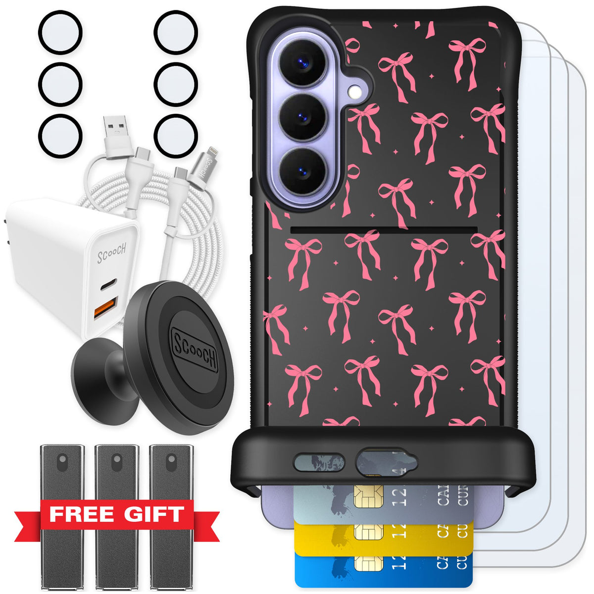 Scooch Wingmate Pink Bows for Galaxy S26+ — Ultimate Bundle