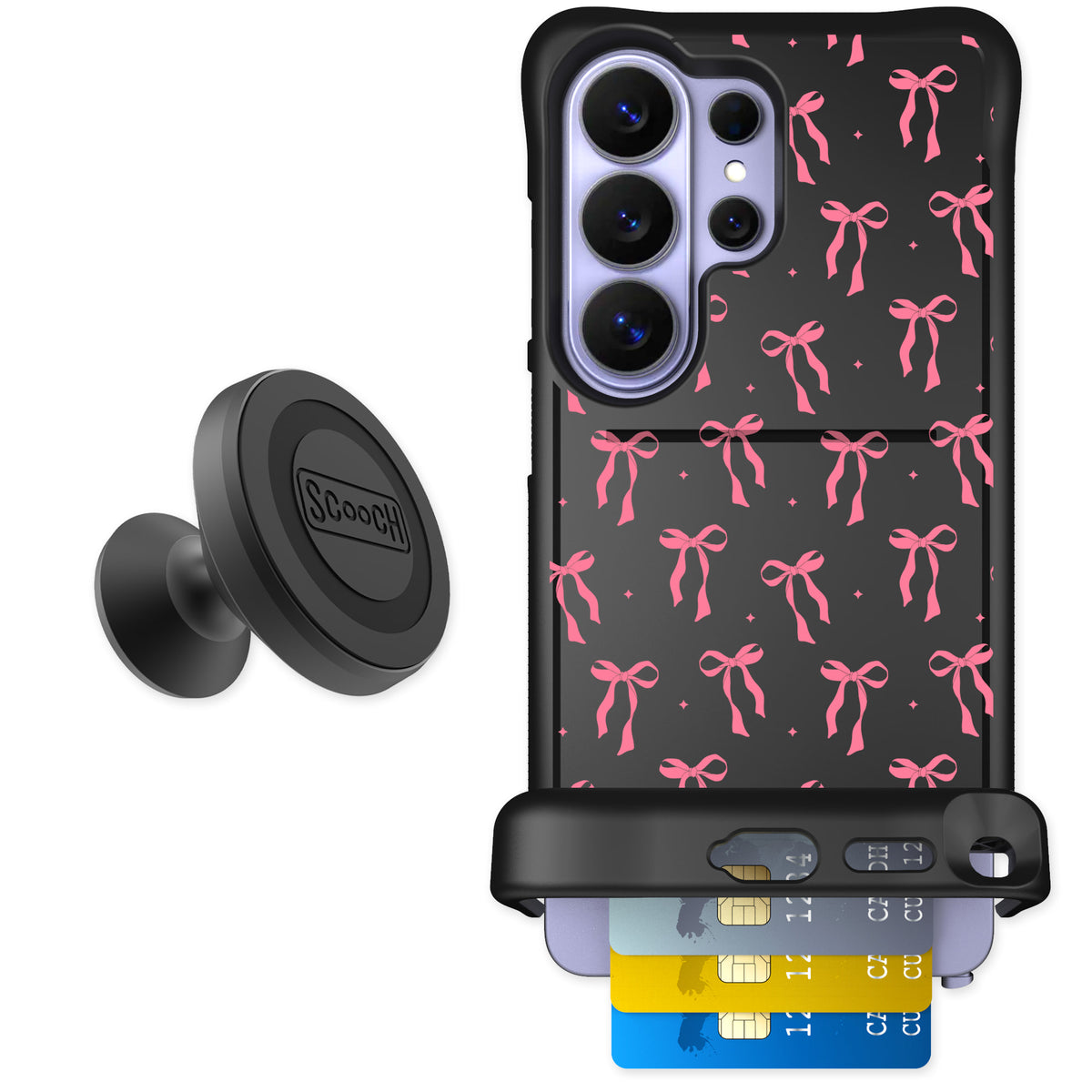 Scooch Wingmate Pink Bows for Galaxy S26 Ultra — Starter Bundle