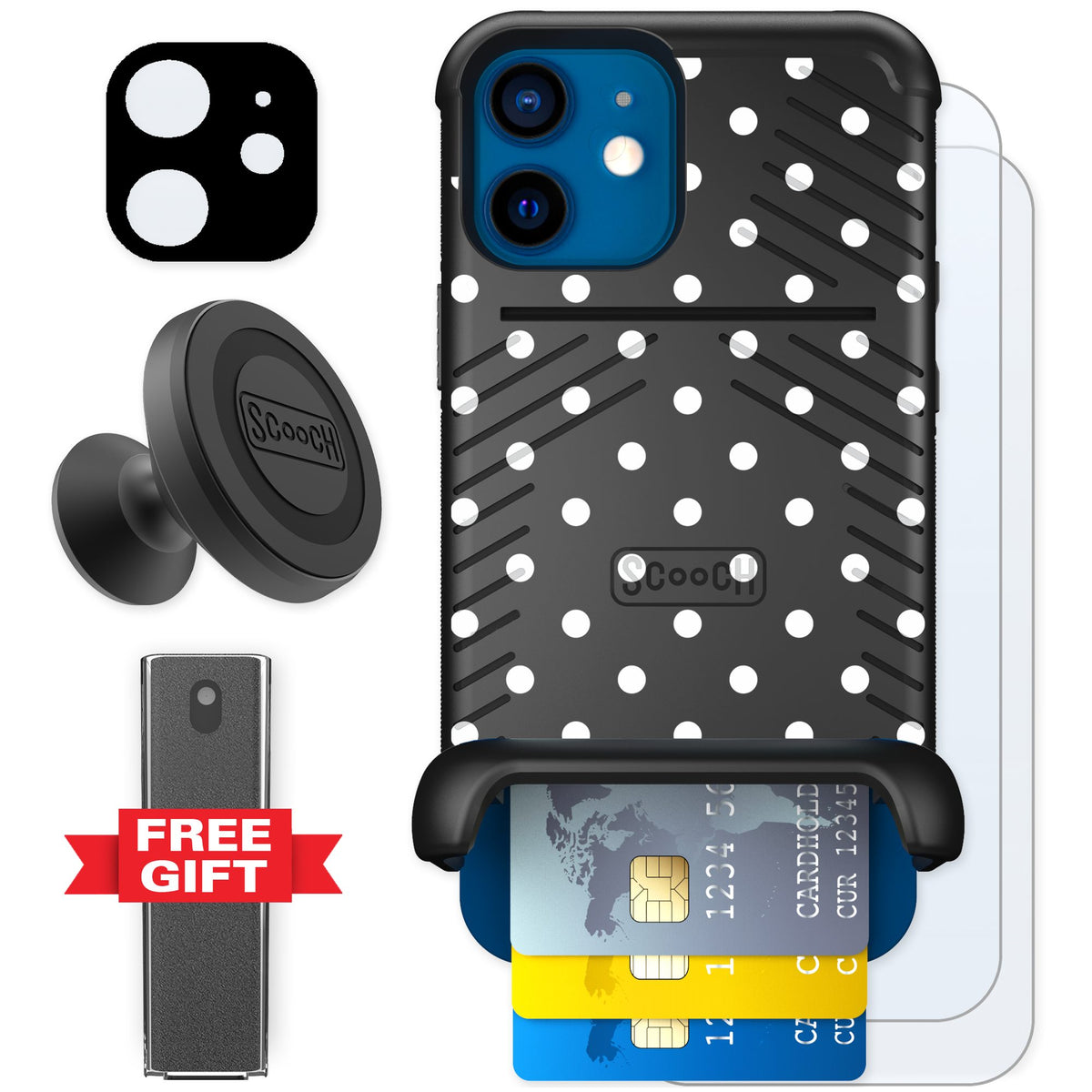 Scooch Wingmate Polka Dots for iPhone 12 — Defender Bundle