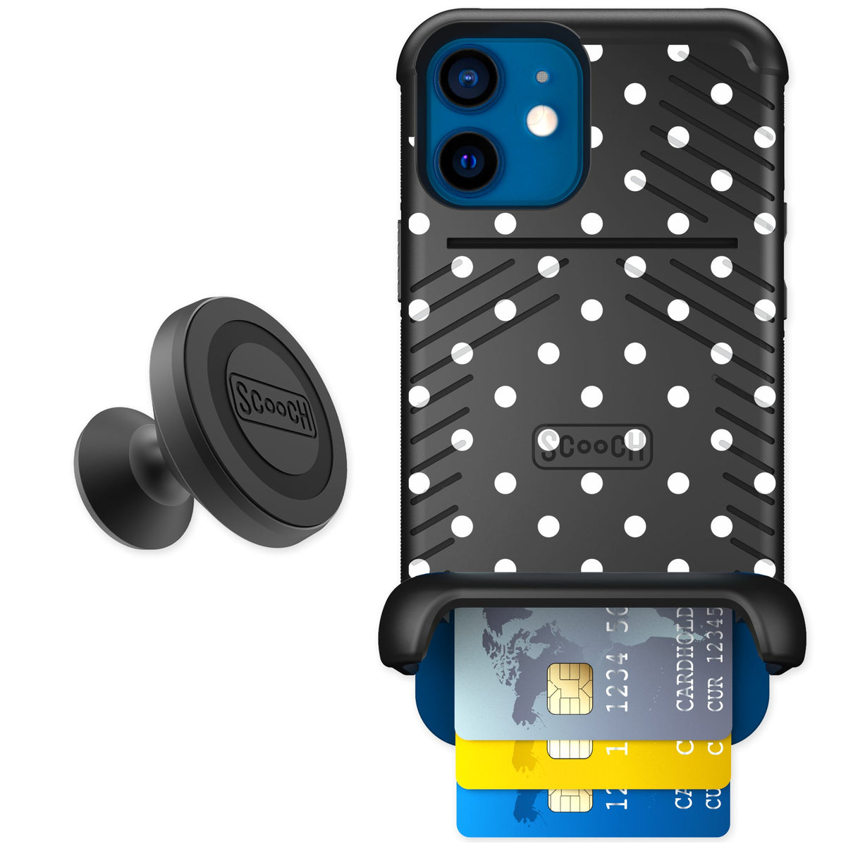 Scooch Wingmate Polka Dots for iPhone 12 — Starter Bundle
