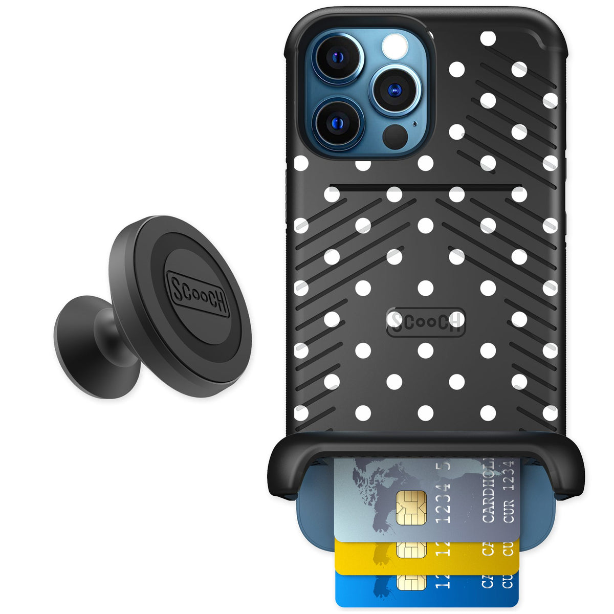 Scooch Wingmate Polka Dots for iPhone 12 Pro — Starter Bundle