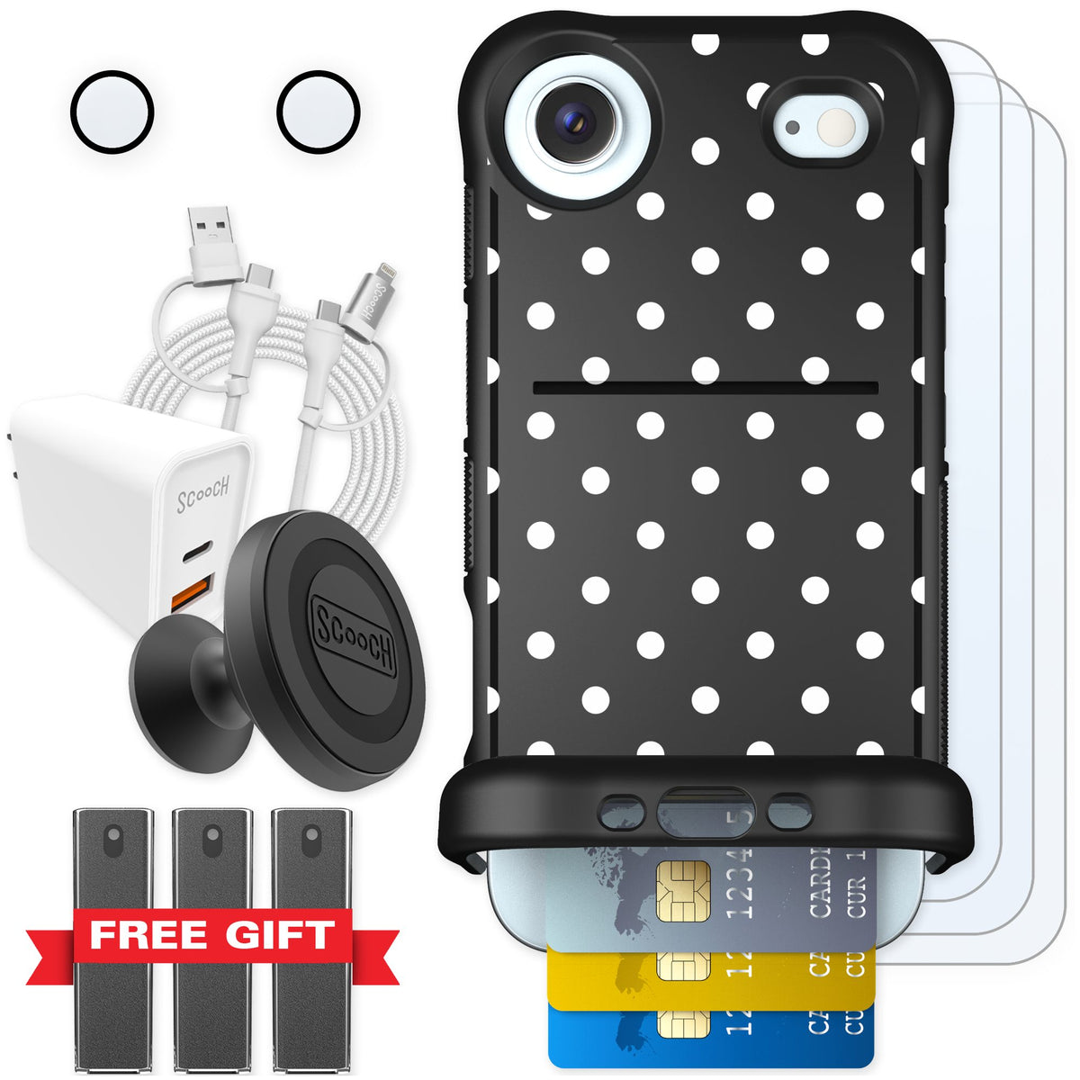 Scooch Wingmate Polka Dots for iPhone Air — Ultimate Bundle