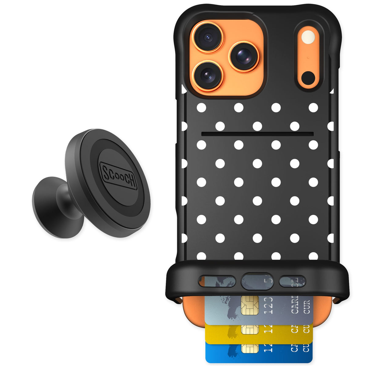 Scooch Wingmate Polka Dots for iPhone 17 Pro Max — Starter Bundle
