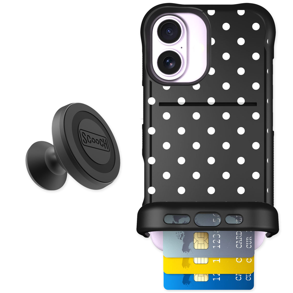 Scooch Wingmate Polka Dots for iPhone 17 — Starter Bundle