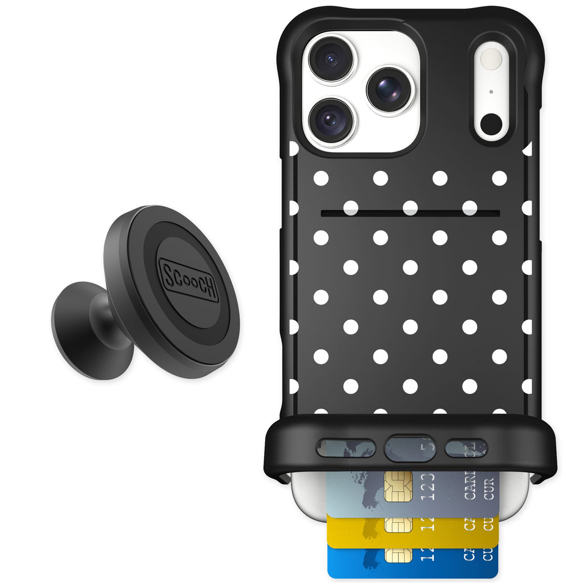 Scooch Wingmate Polka Dots for iPhone 18 Pro Max — Starter Bundle