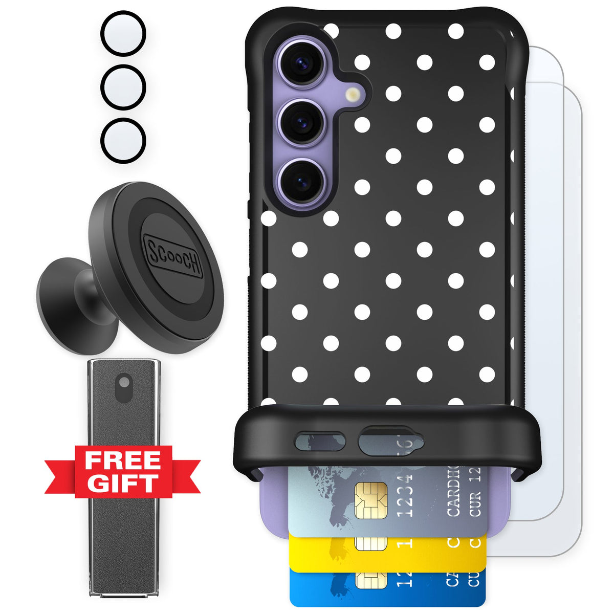 Scooch Wingmate Polka Dots for Galaxy S24 — Defender Bundle