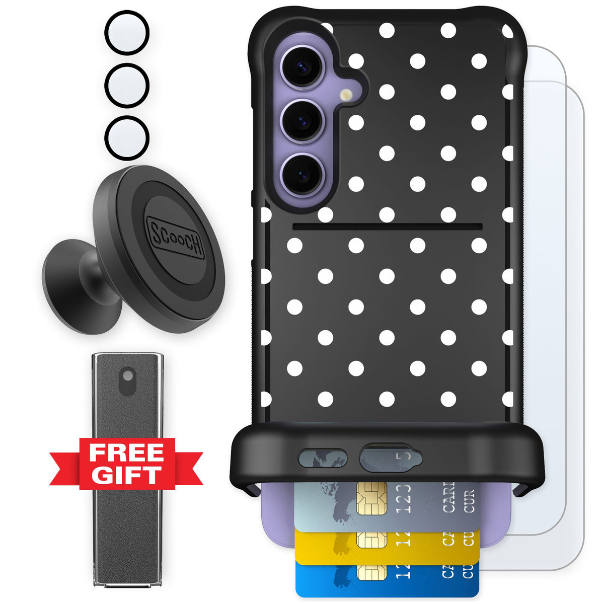 Scooch Wingmate Polka Dots for Galaxy S24+ — Defender Bundle