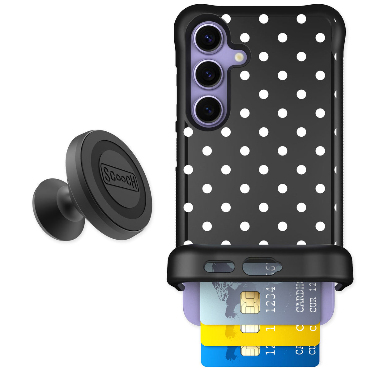 Scooch Wingmate Polka Dots for Galaxy S24 — Starter Bundle