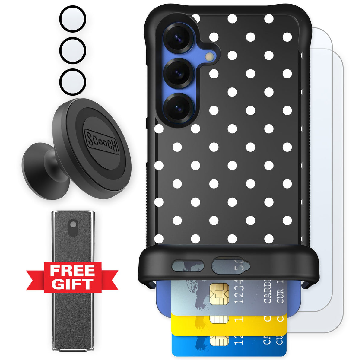 Scooch Wingmate Polka Dots for Galaxy S25 — Defender Bundle