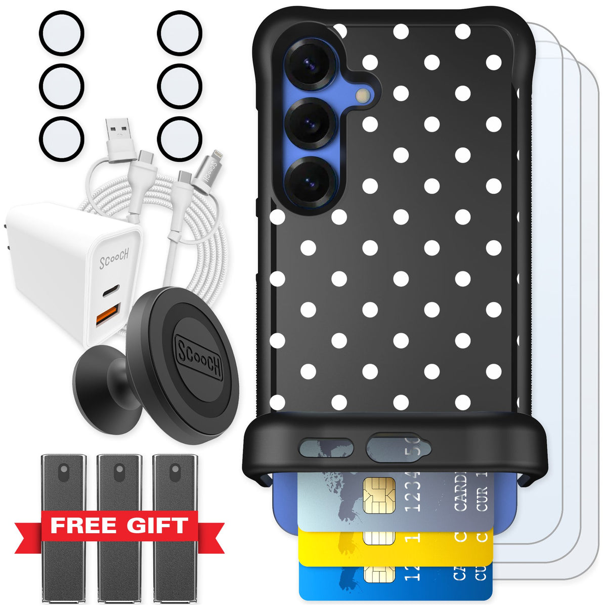 Scooch Wingmate Polka Dots for Galaxy S25 — Ultimate Bundle