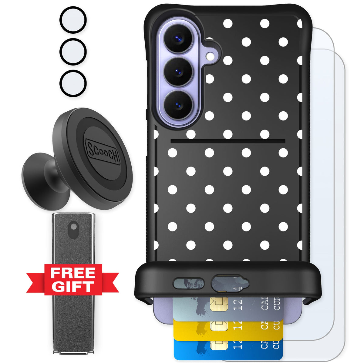 Scooch Wingmate Polka Dots for Galaxy S26+ — Defender Bundle