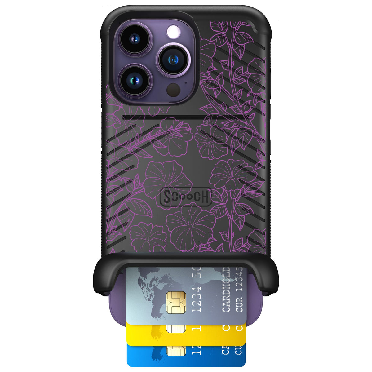 Scooch Wingmate Purple Petunias for iPhone 14 Pro — Case