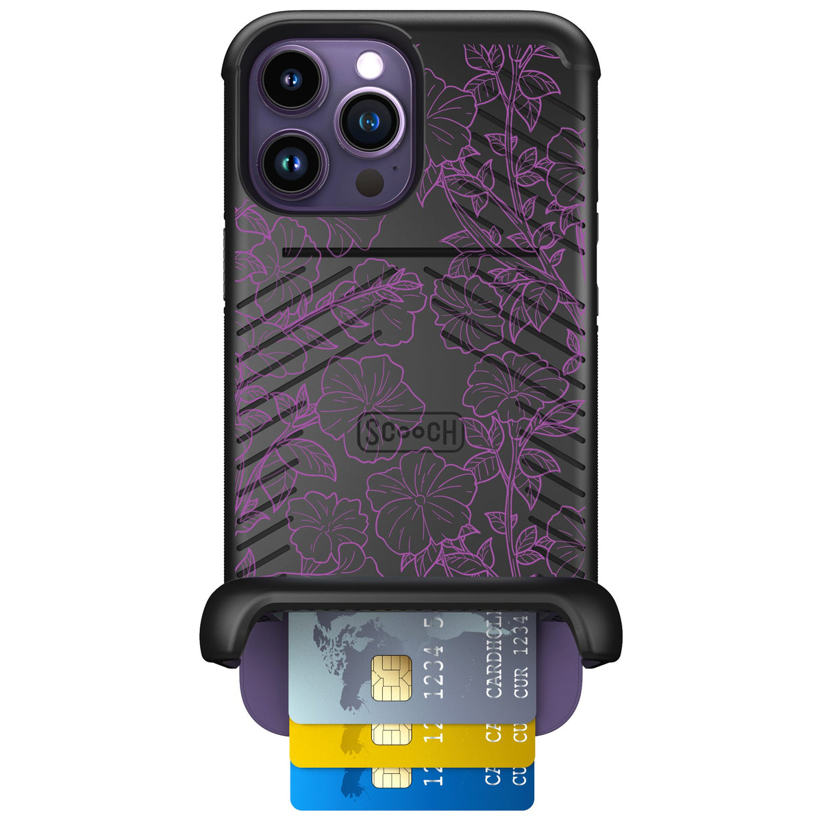 Scooch Wingmate Purple Petunias for iPhone 14 Pro Max — Case