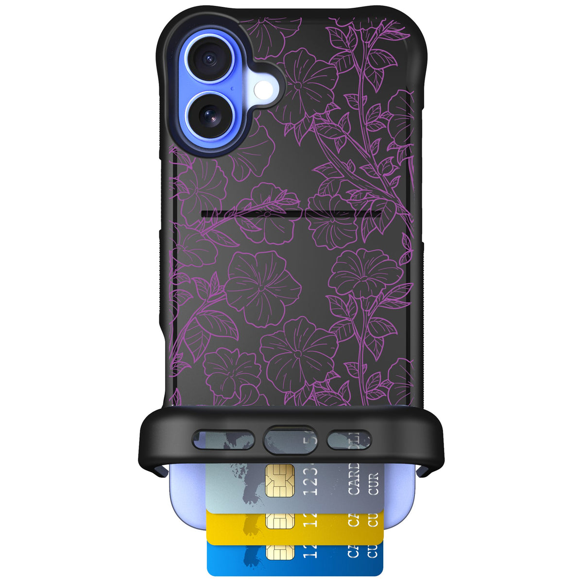 Scooch Wingmate Purple Petunias for iPhone 16 Plus — Case