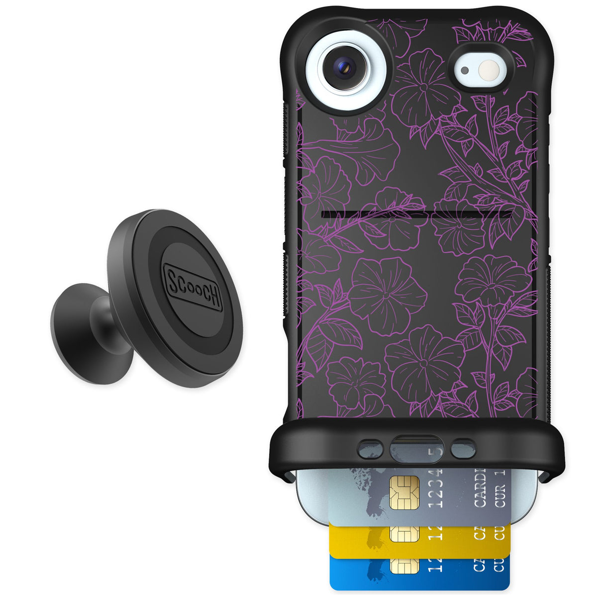 Scooch Wingmate Purple Petunias for iPhone Air — Starter Bundle