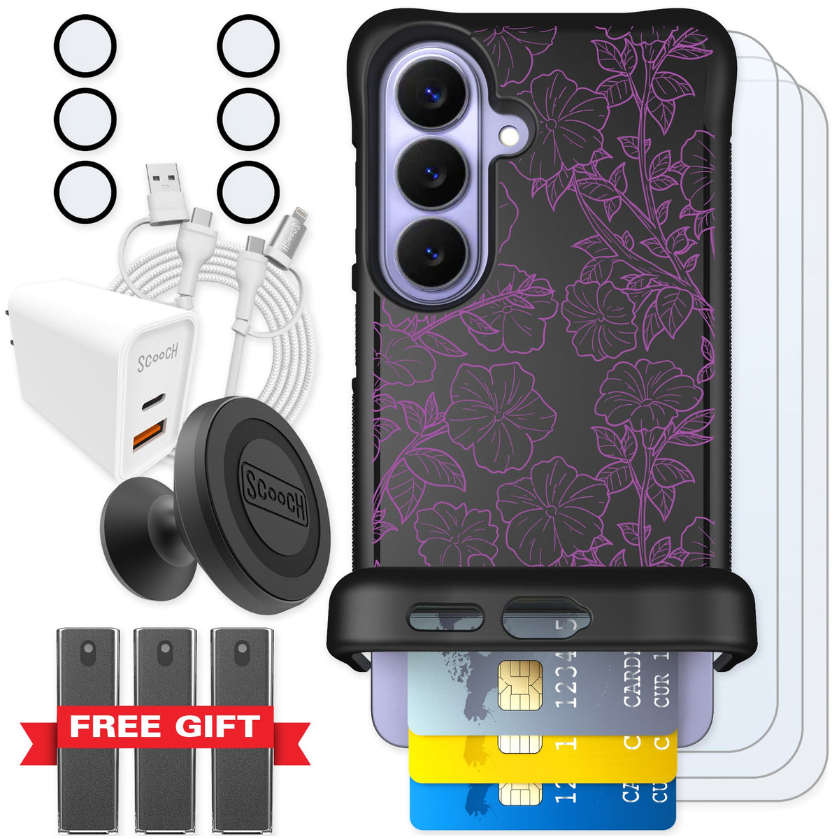 Scooch Wingmate Purple Petunias for Galaxy S26 — Ultimate Bundle