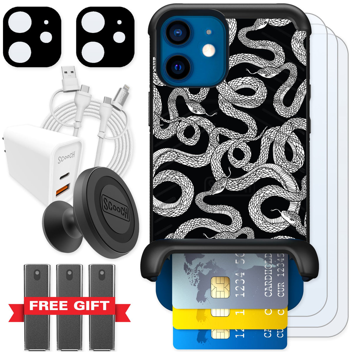 Scooch Wingmate Snakes for iPhone 12 — Ultimate Bundle