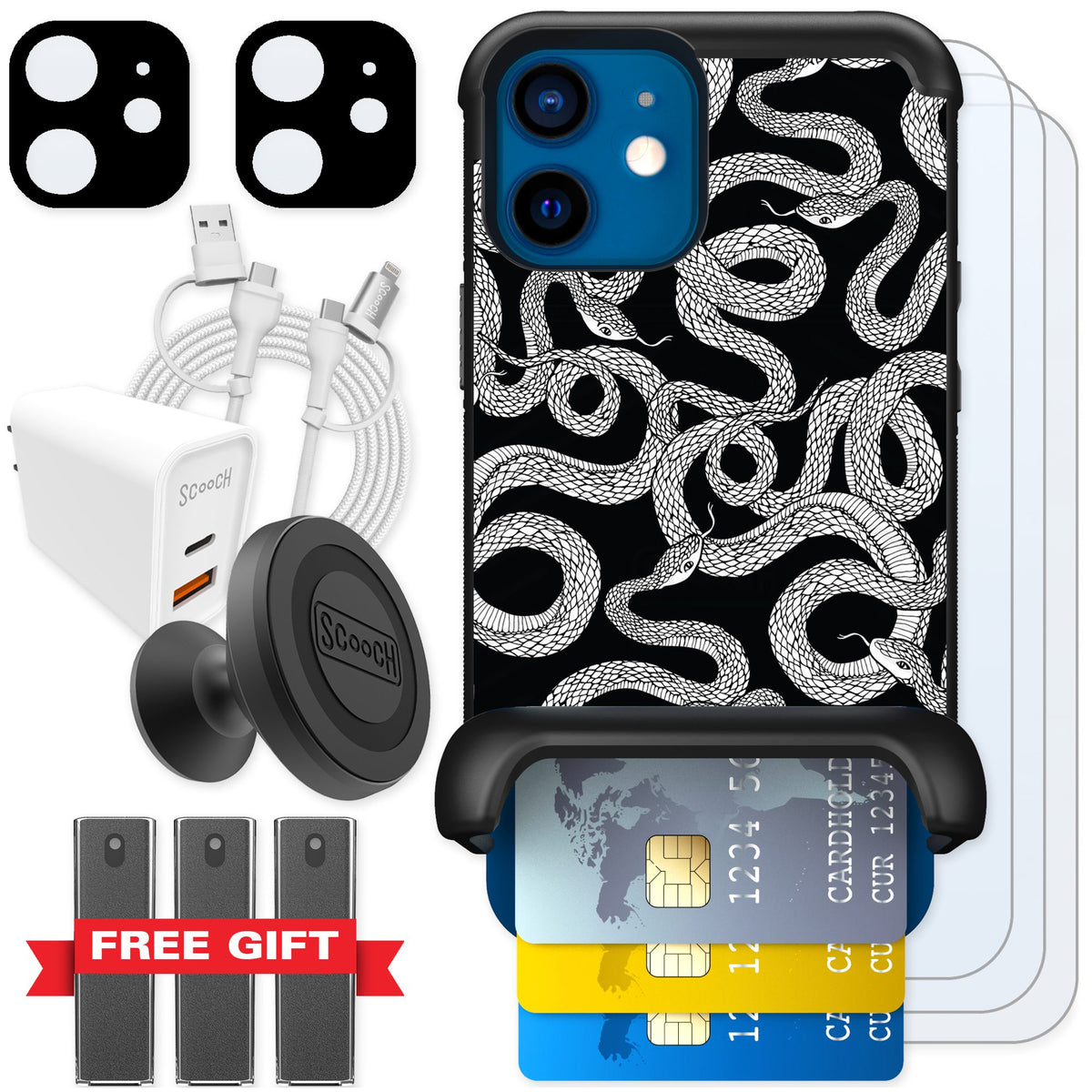 Scooch Wingmate Snakes for iPhone 12 mini — Ultimate Bundle