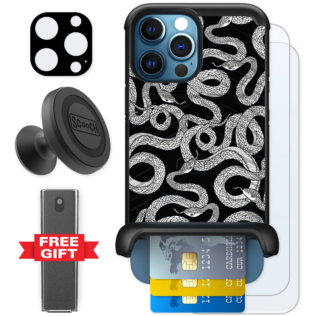 Scooch Wingmate Snakes for iPhone 12 Pro — Defender Bundle