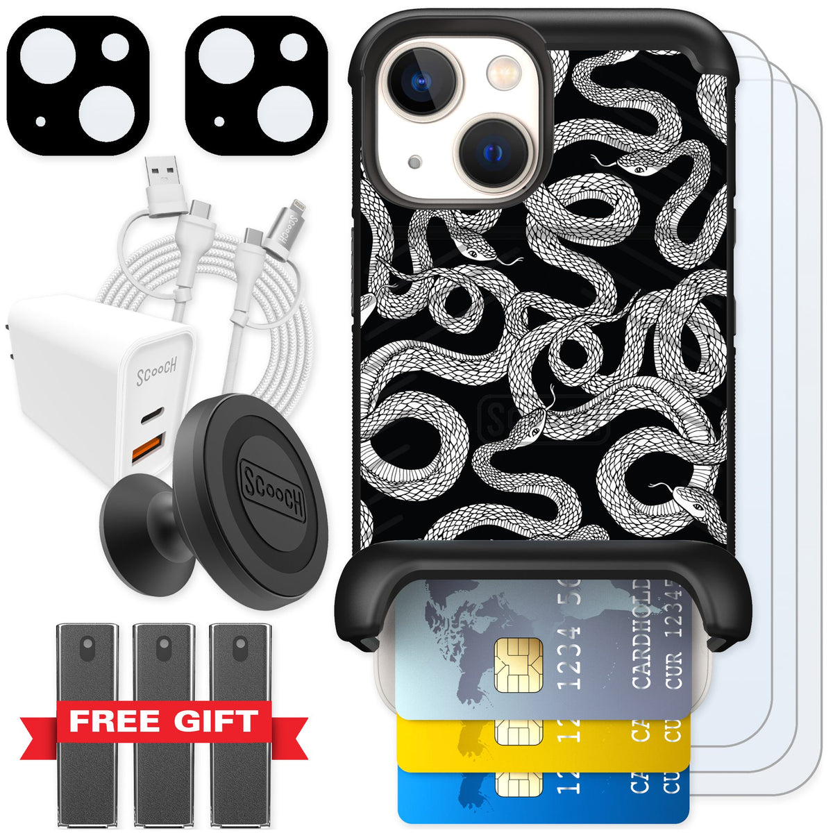 Scooch Wingmate Snakes for iPhone 13 mini — Ultimate Bundle