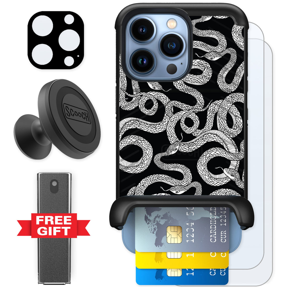 Scooch Wingmate Snakes for iPhone 13 Pro — Defender Bundle
