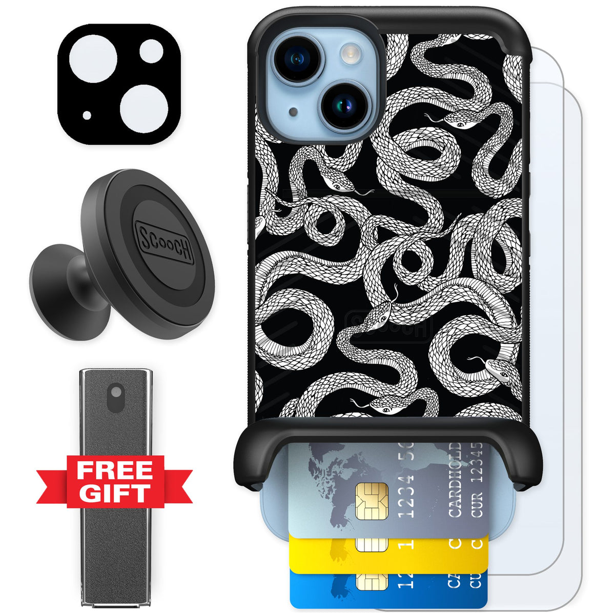 Scooch Wingmate Snakes for iPhone 14 — Defender Bundle