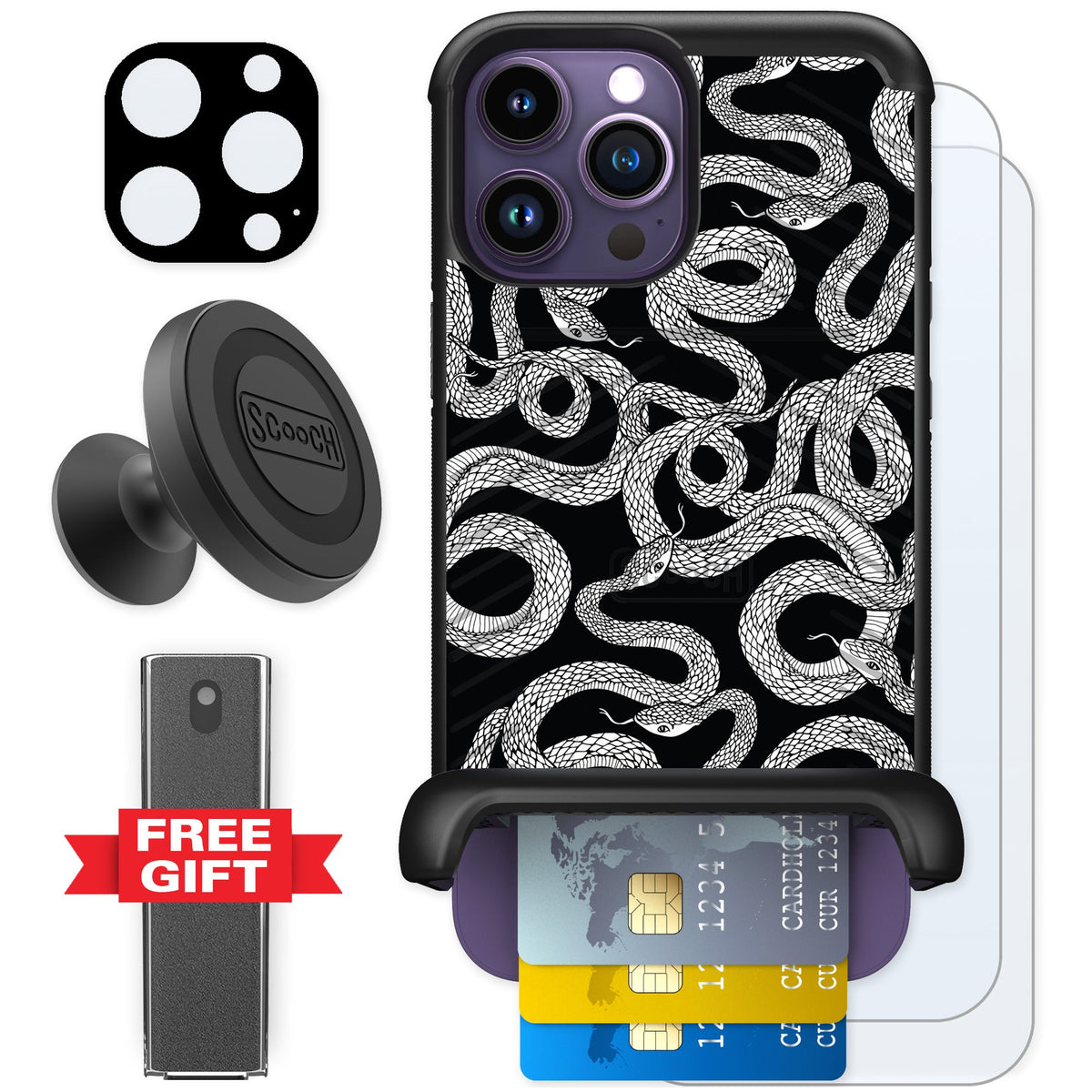 Scooch Wingmate Snakes for iPhone 14 Pro Max — Defender Bundle