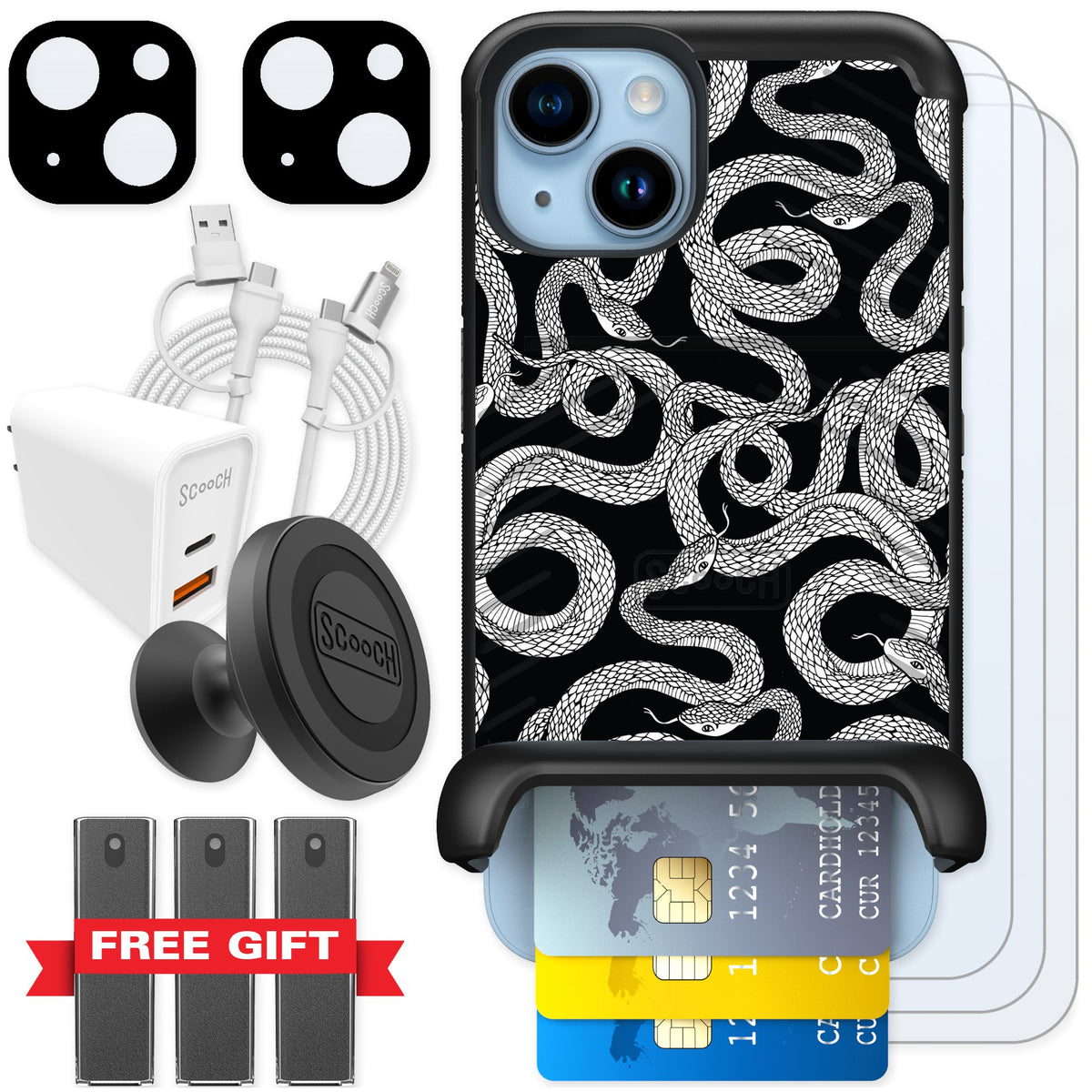 Scooch Wingmate Snakes for iPhone 14 — Ultimate Bundle