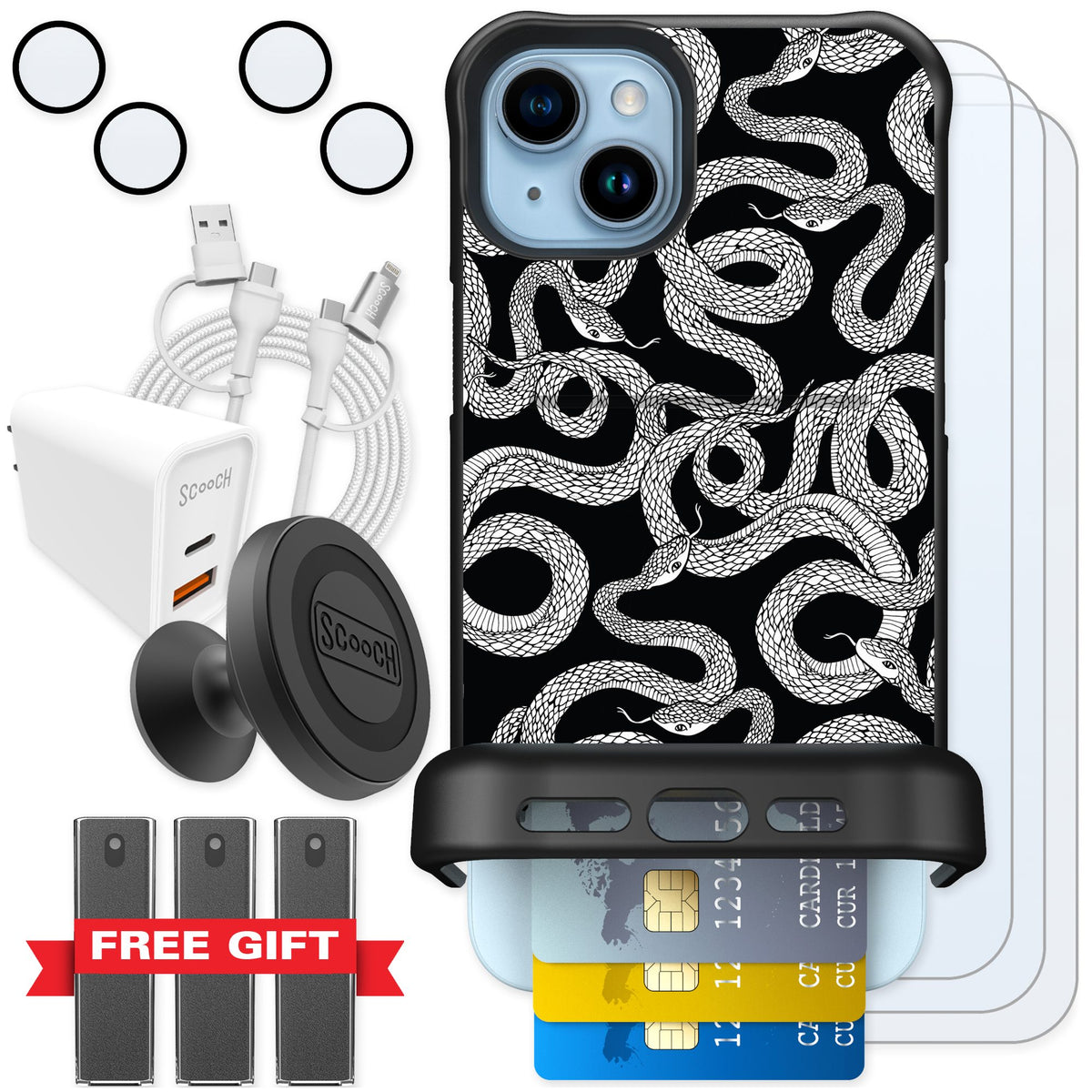 Scooch Wingmate Snakes for iPhone 14 Plus — Ultimate Bundle