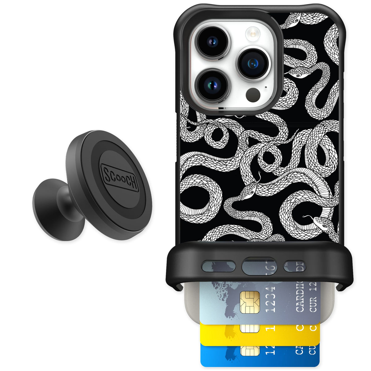 Scooch Wingmate Snakes for iPhone 15 Pro — Starter Bundle