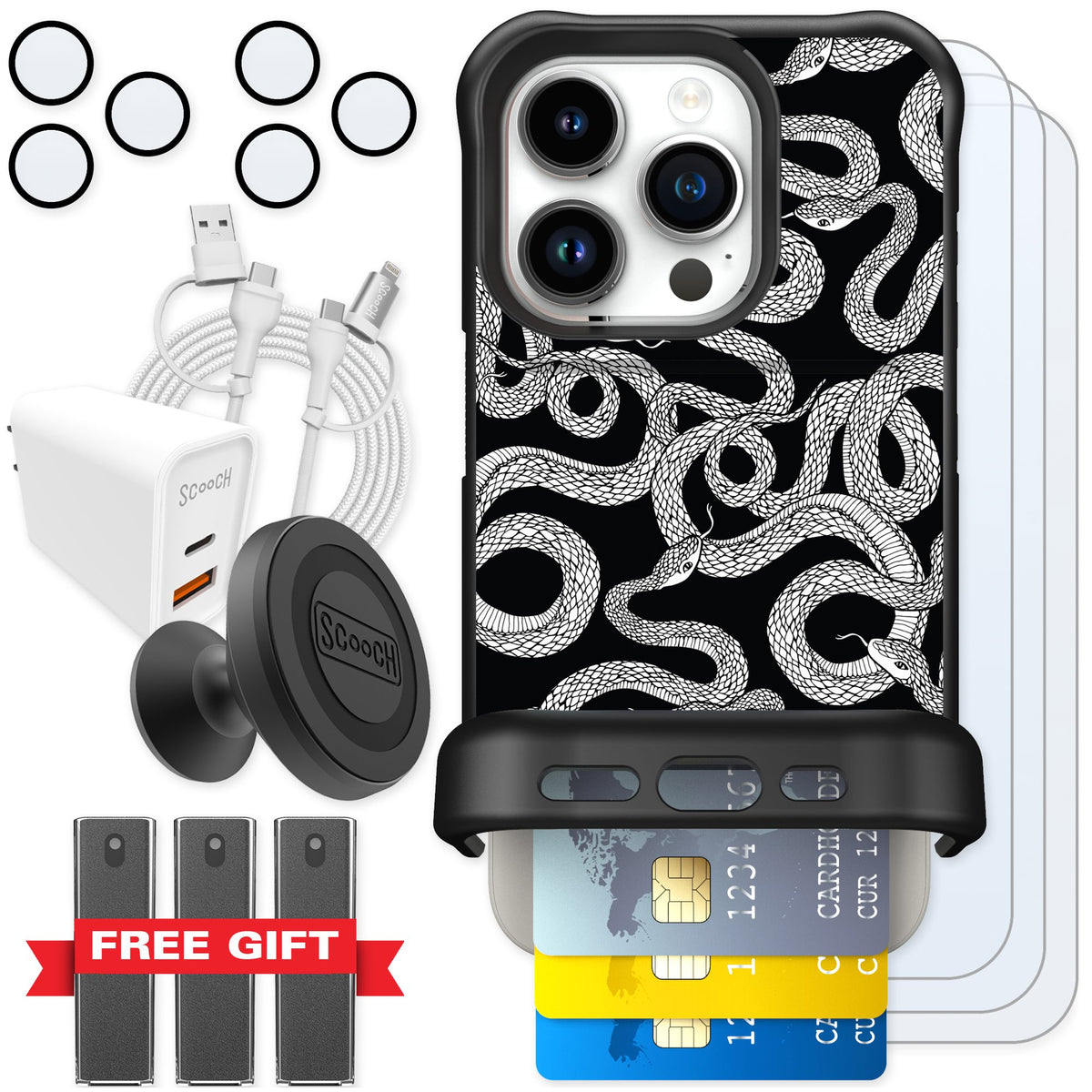 Scooch Wingmate Snakes for iPhone 15 Pro — Ultimate Bundle