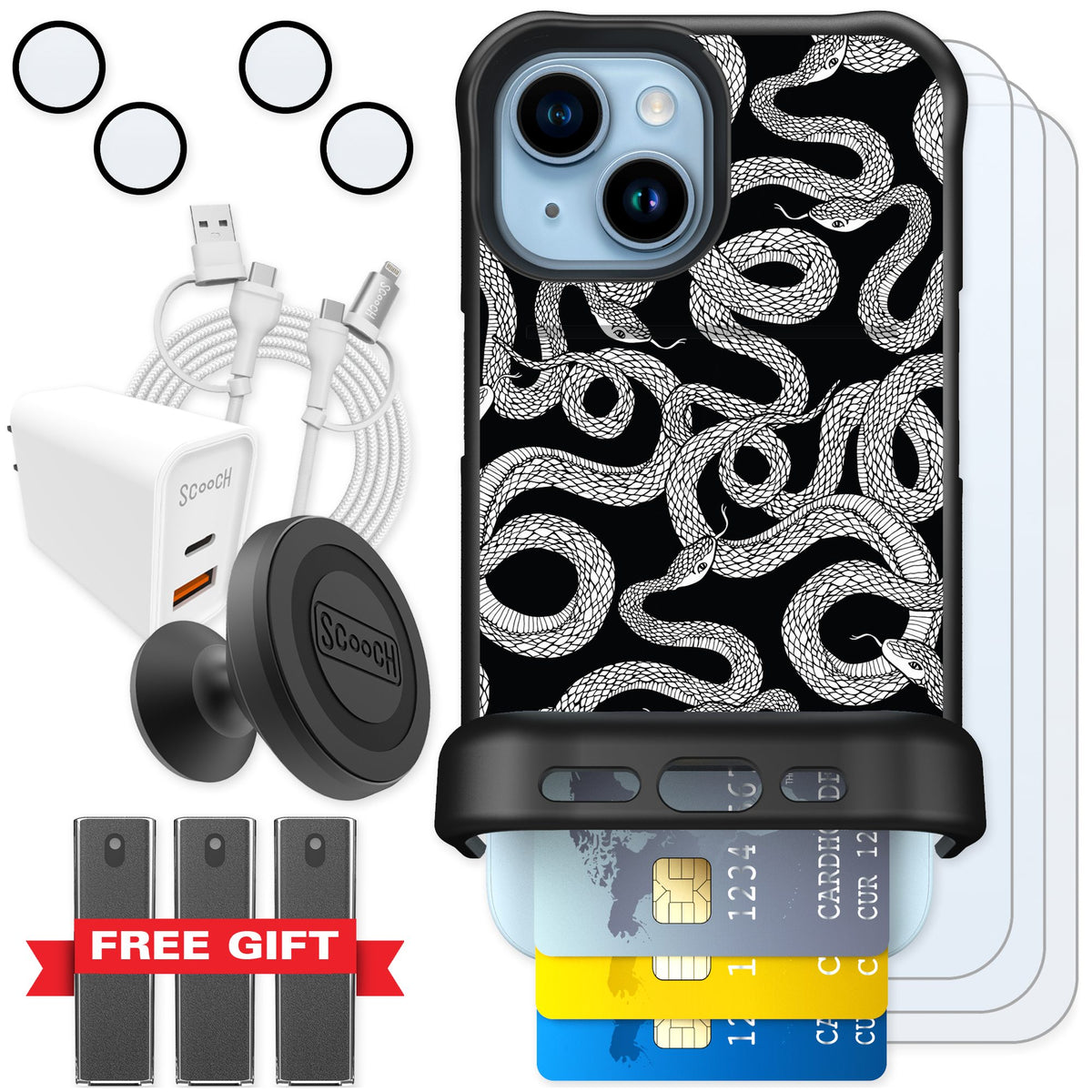 Scooch Wingmate Snakes for iPhone 15 — Ultimate Bundle
