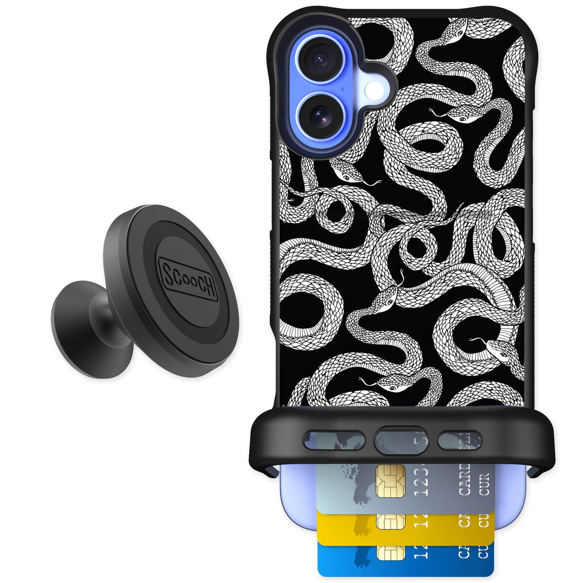 Scooch Wingmate Snakes for iPhone 16 Plus — Starter Bundle