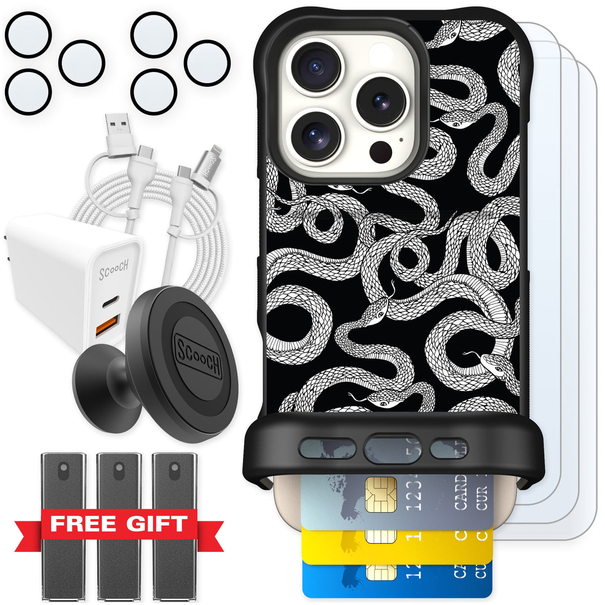 Scooch Wingmate Snakes for iPhone 16 Pro — Ultimate Bundle