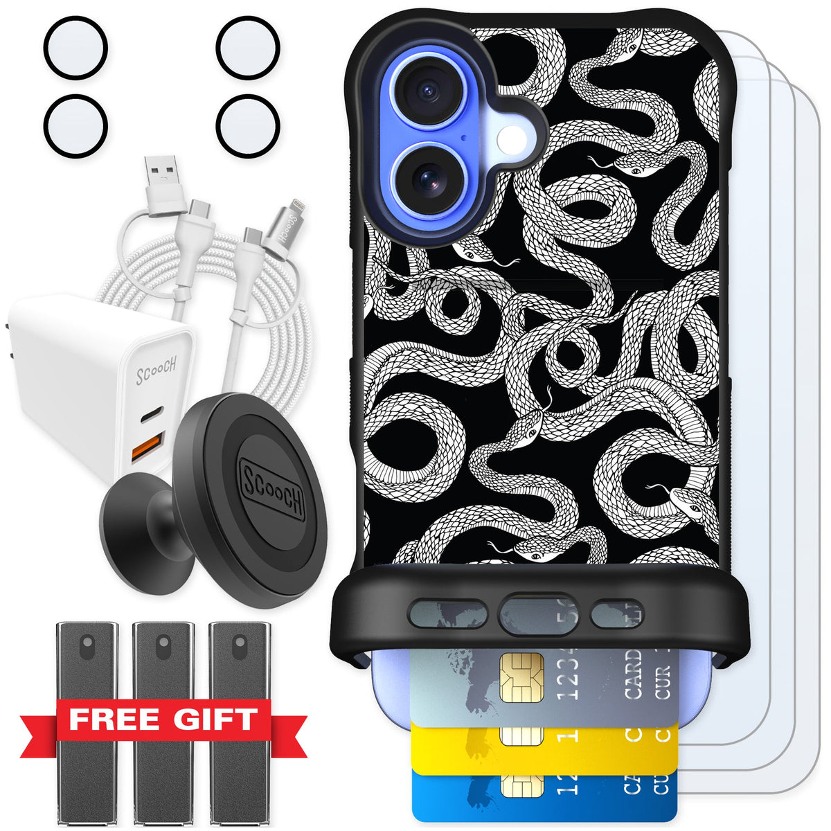 Scooch Wingmate Snakes for iPhone 16 — Ultimate Bundle